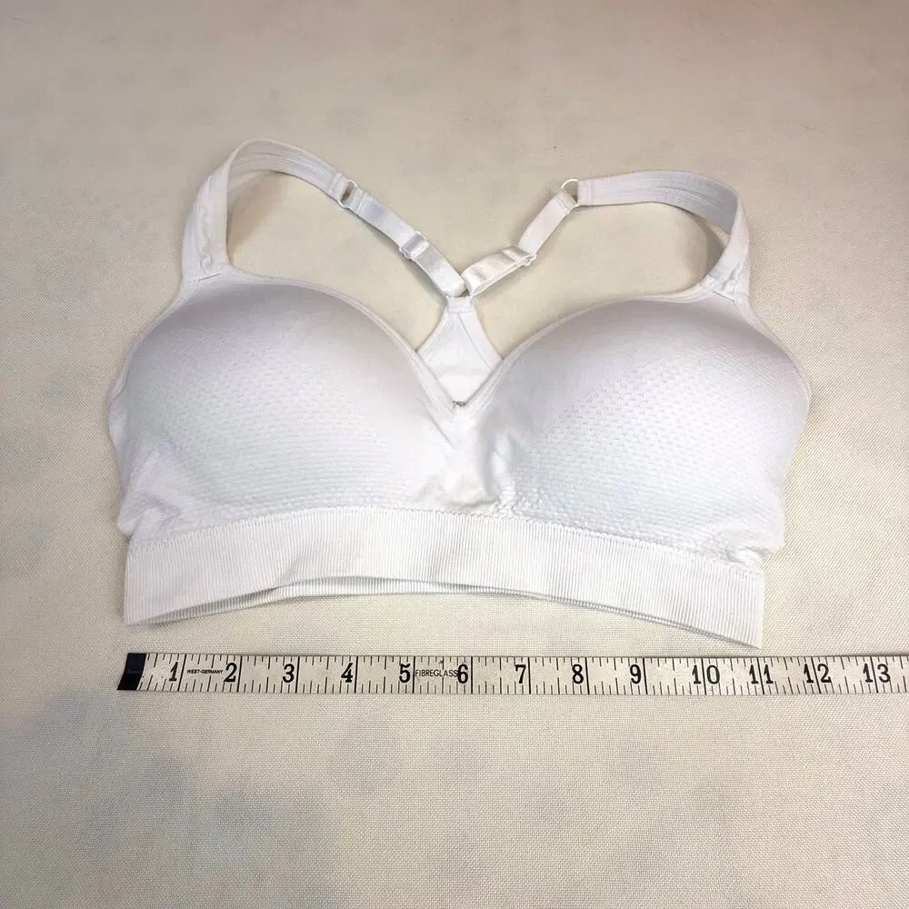Women's White Jockey Racerback Sports Bra Molded Cup Adjustable Straps Medium - Picture 8 of 16